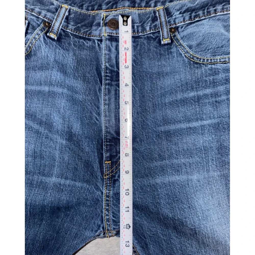 Levi 505 Mens Regular Straight Fit Blue Jeans Dark Wash Workwear Size 38x34